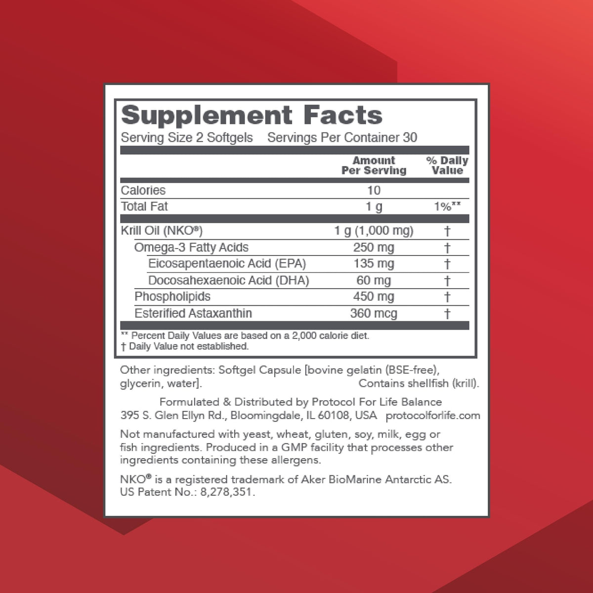 PROTOCOL FOR LIFE BALANCE Krill Oil 1,000mg DHA & EPA - 60 Softgels - image 2