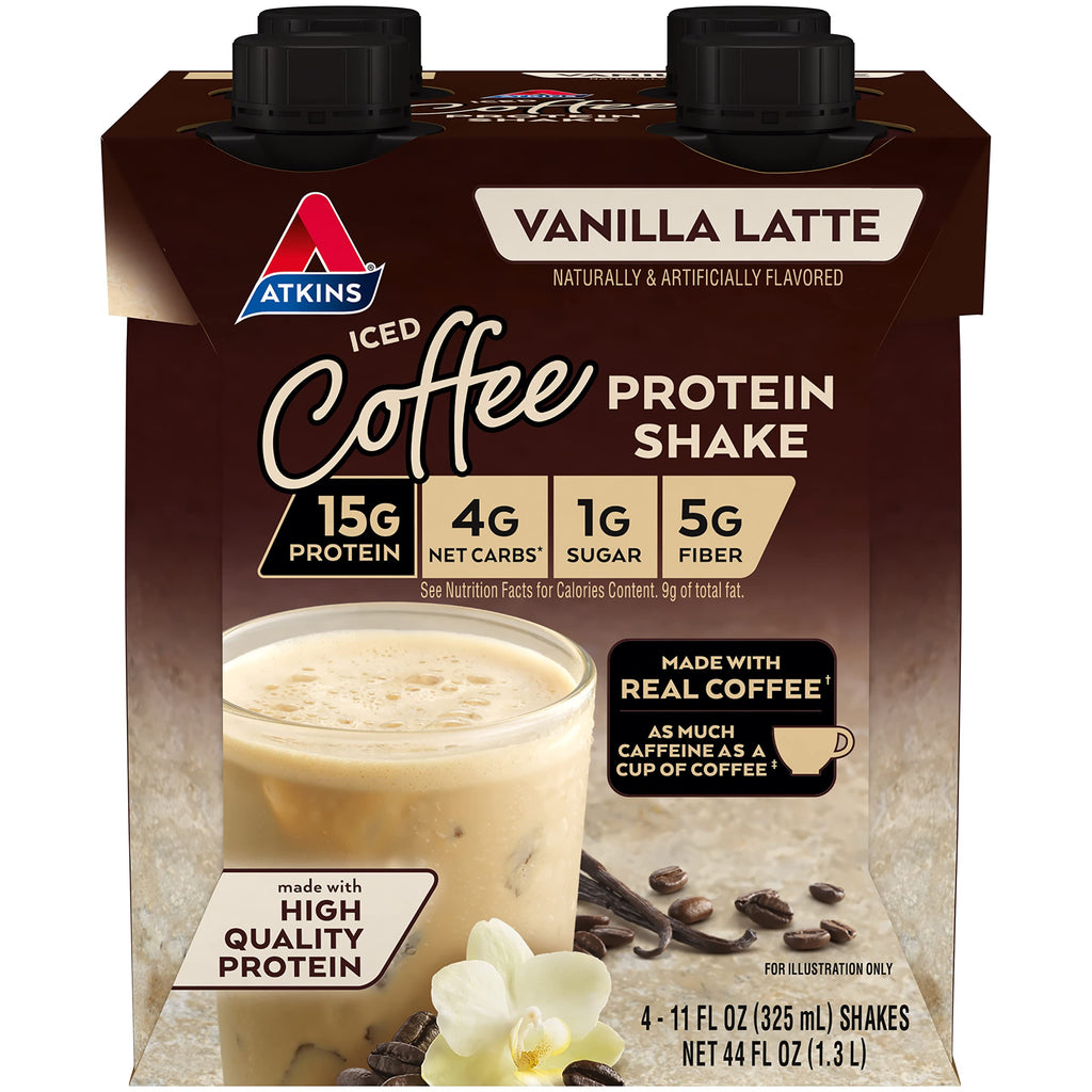 Atkins Iced Coffee Vanilla Latte Protein Shake - 4 Pack