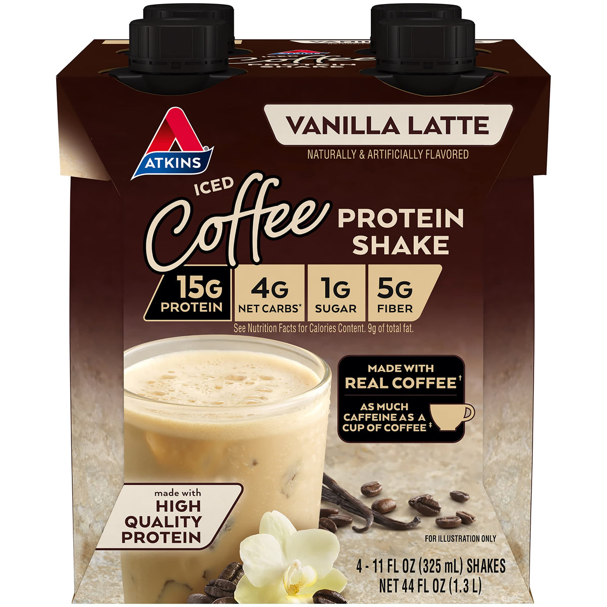 Atkins Iced Coffee Vanilla Latte Protein Shake - 4 Pack