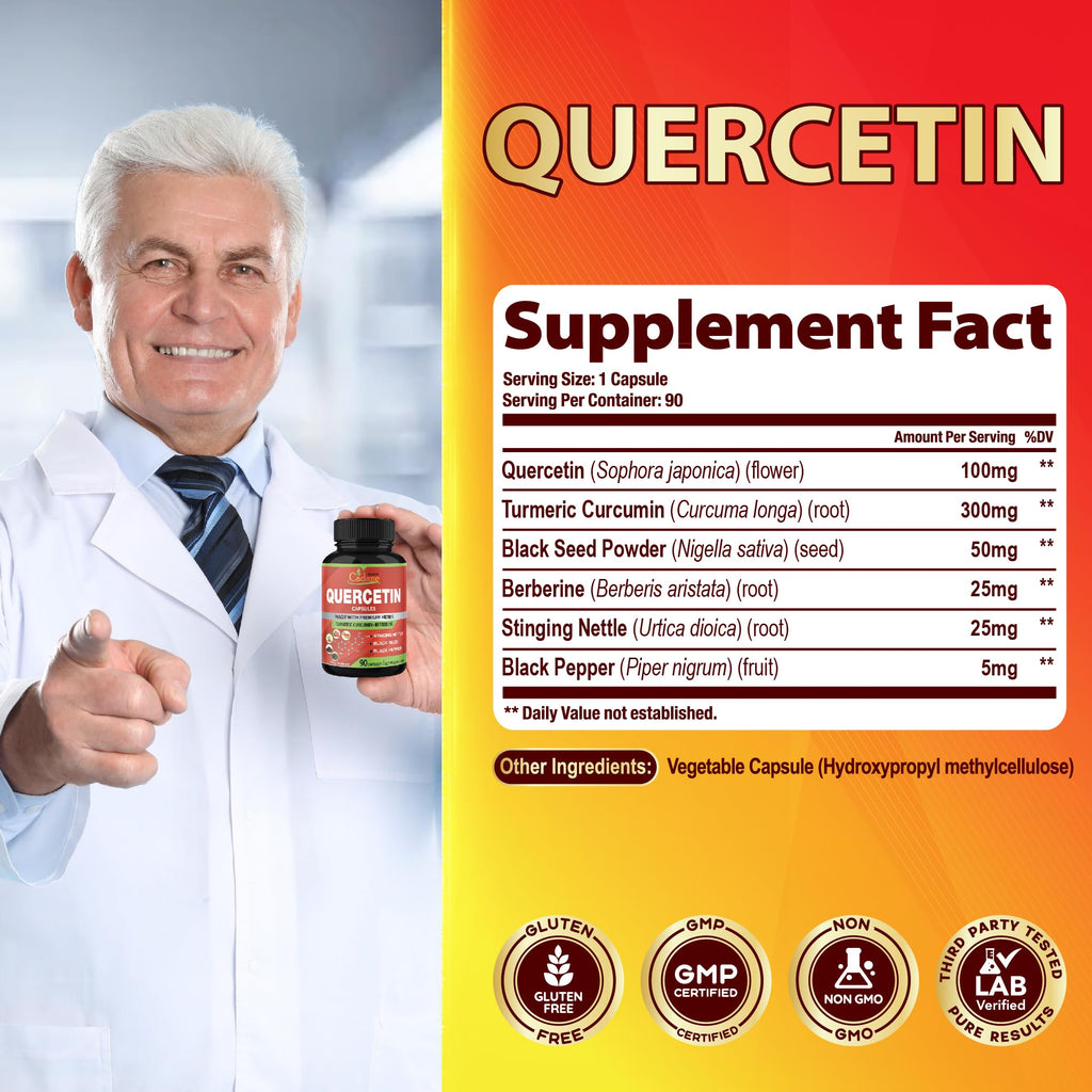 Organic Cadane Quercetin Extract Capsules - 90 Capsules - image 3