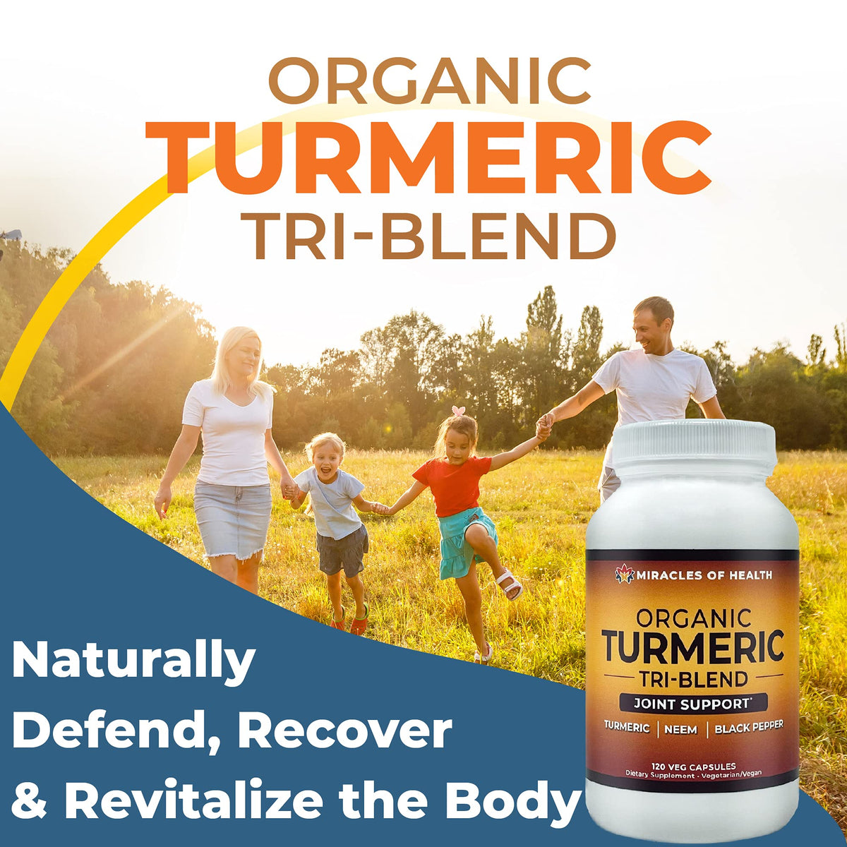 Miracles of Health Turmeric Tri-Blend Immune Support - 120 Vegetarian Capsules - image 3