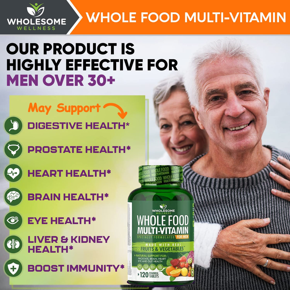 Wholesome Wellness Whole Food Multivitamin for Men - 120 Tablets - image 7