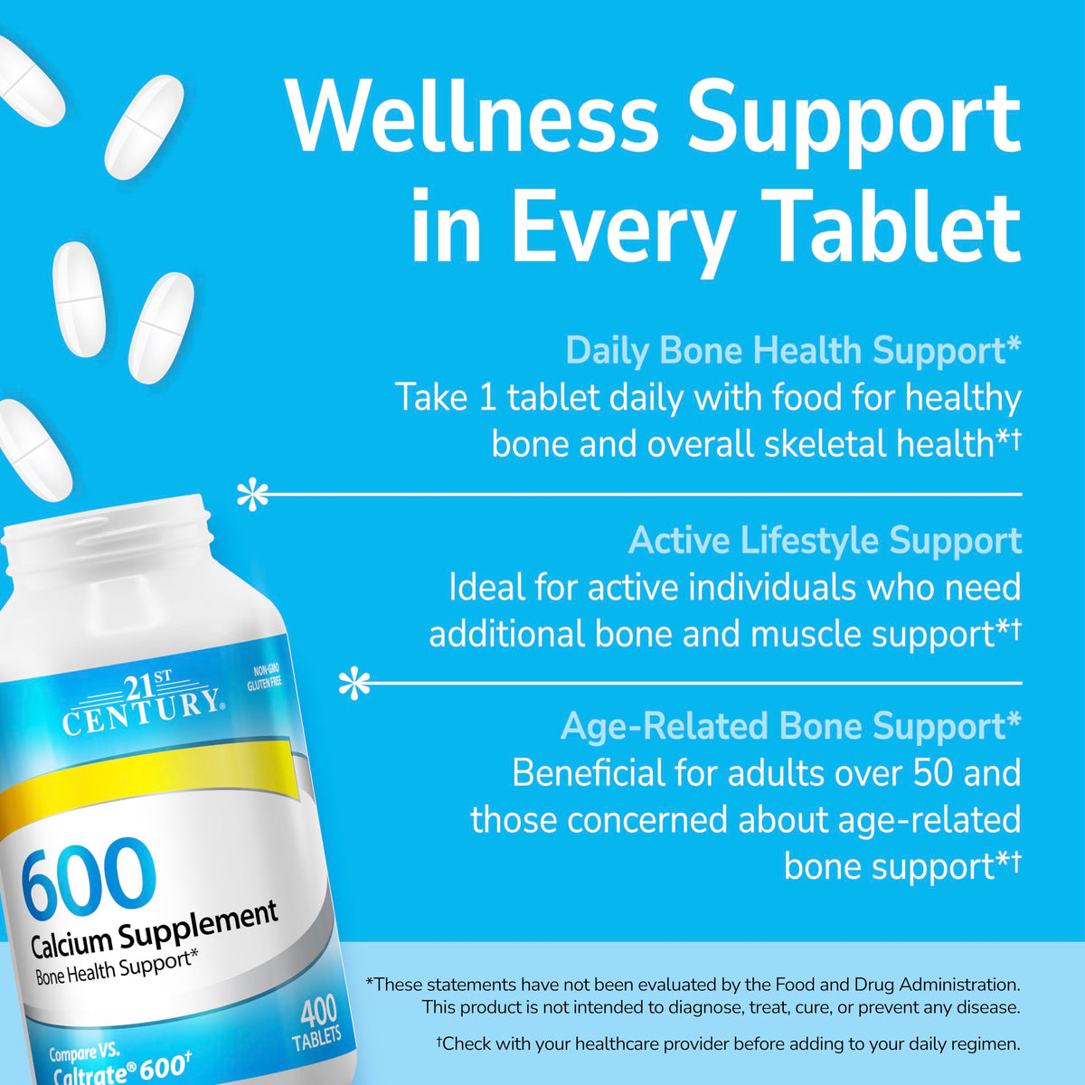 21st Century Calcium 600mg Tablets - 400 Count - image 3