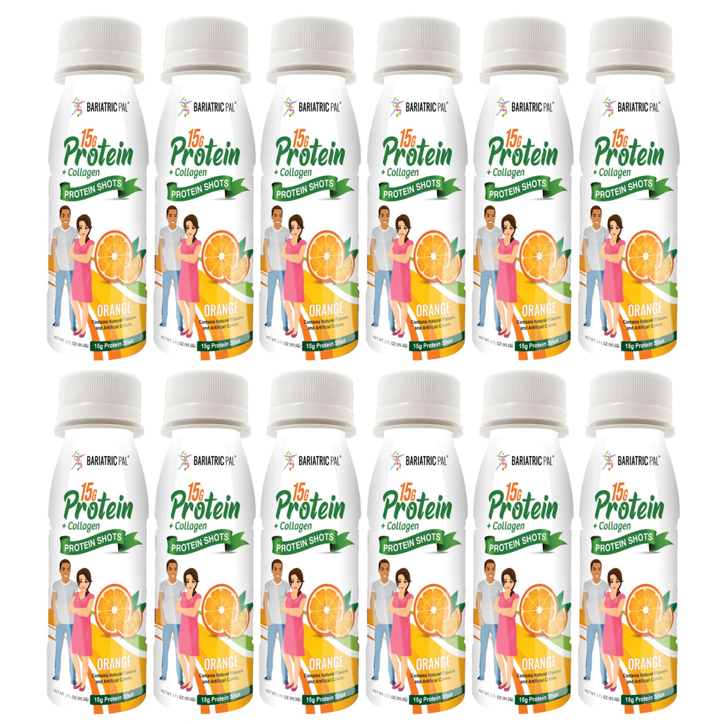 BariatricPal 15g Whey Protein & Collagen Shots Orange - 12 Bottles