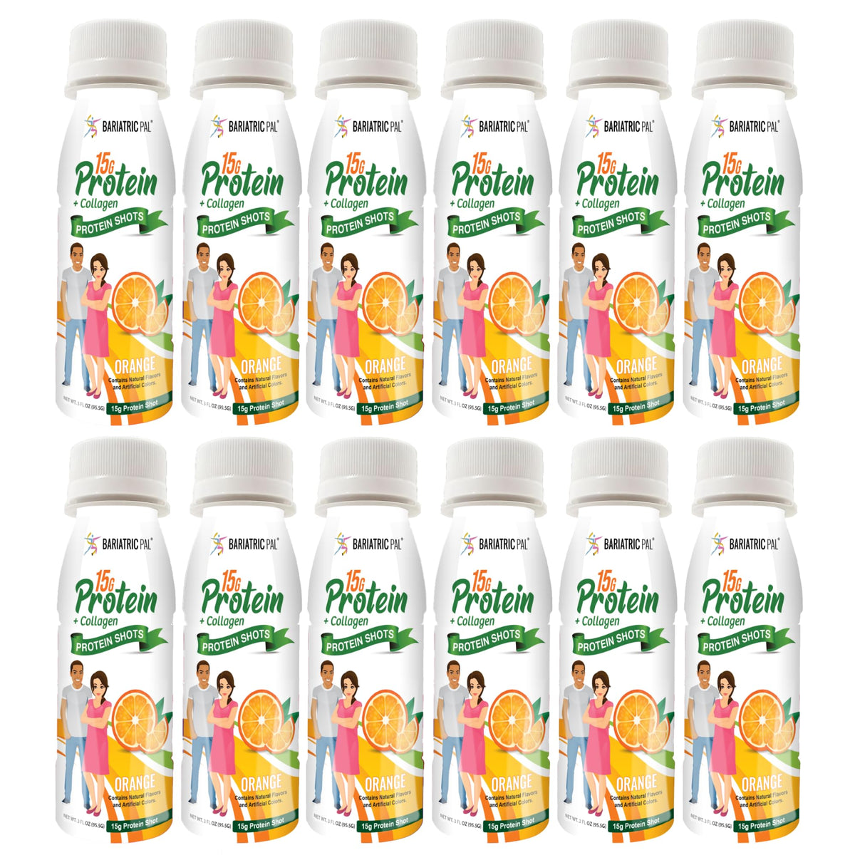 BariatricPal 15g Whey Protein & Collagen Shots Orange - 12 Bottles