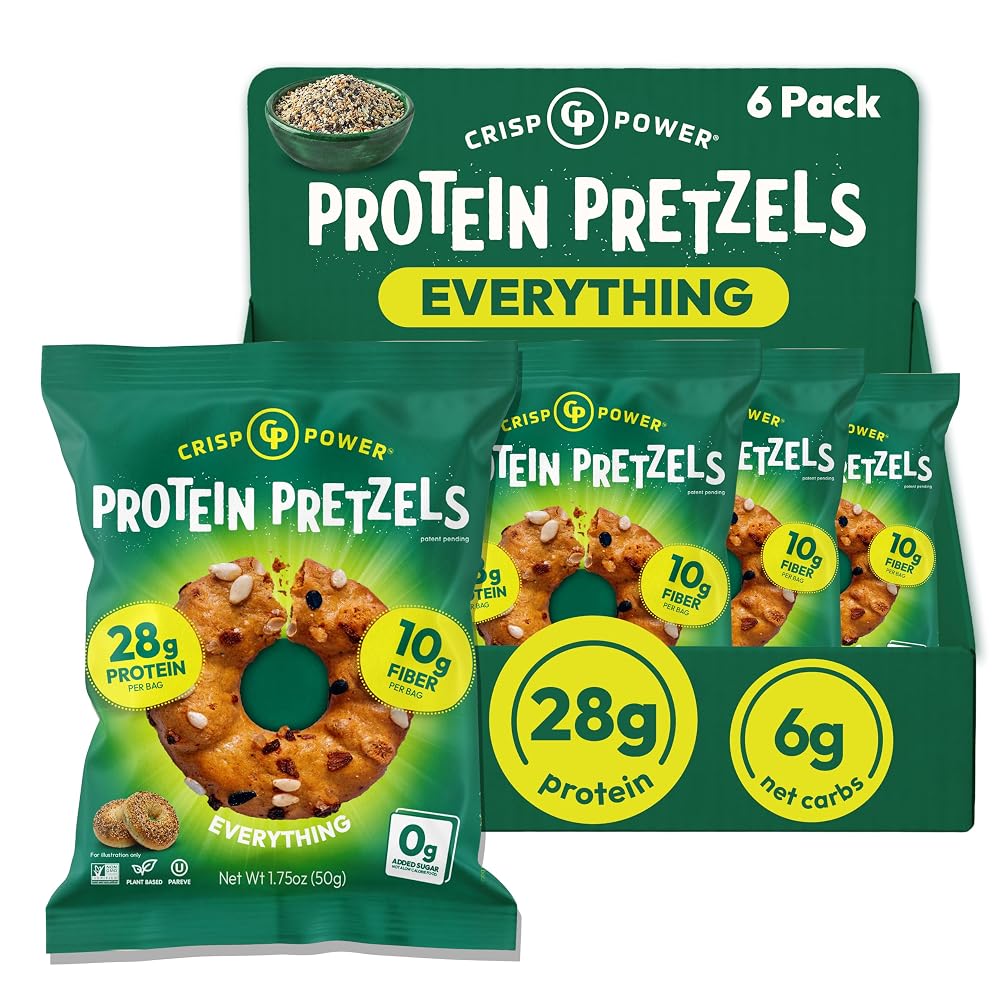 Crisp Power Everything Protein Pretzels High Protein Snack - 6 Pack