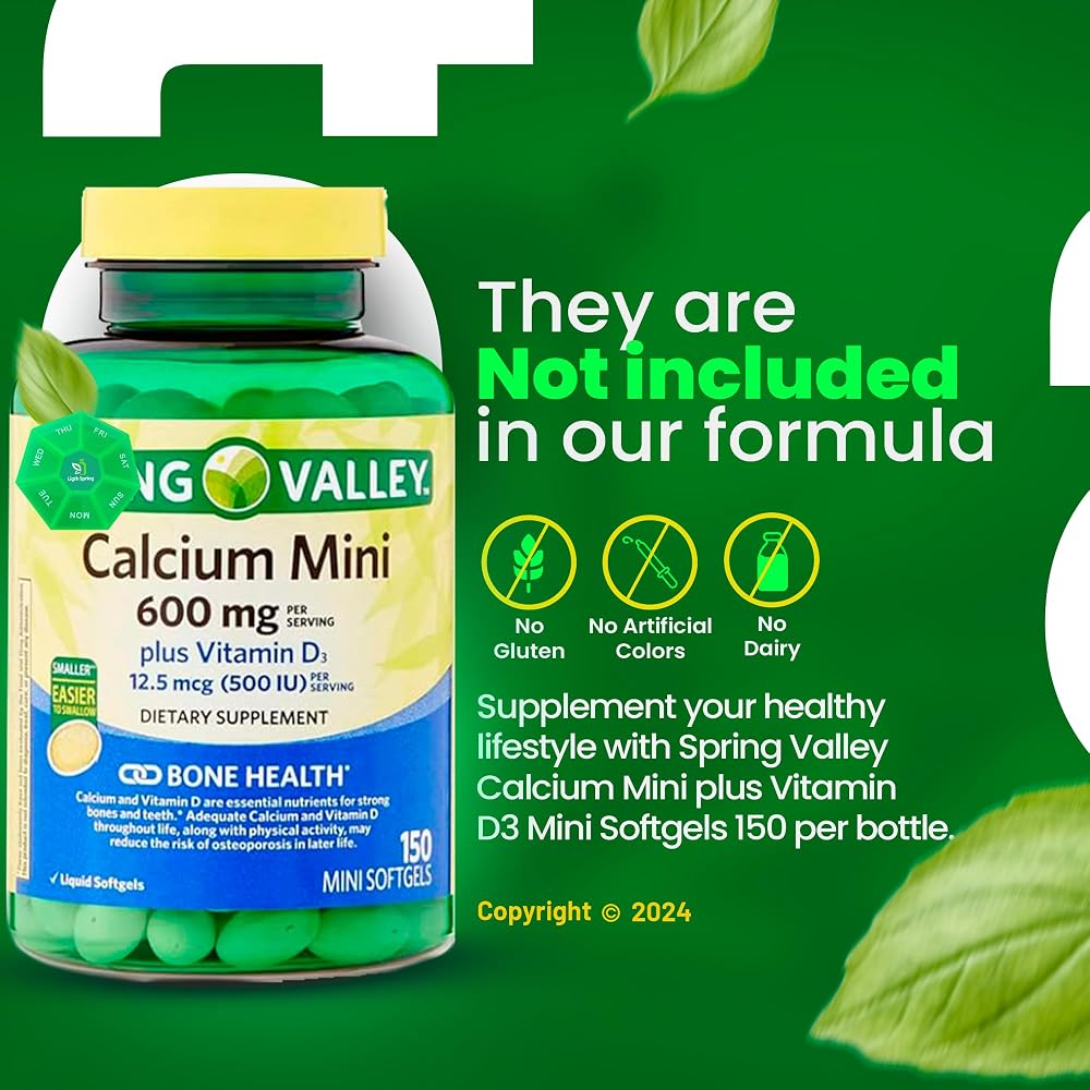 LightSpring Calcium 600mg Plus Vitamin D3 - 150 Softgels - image 9