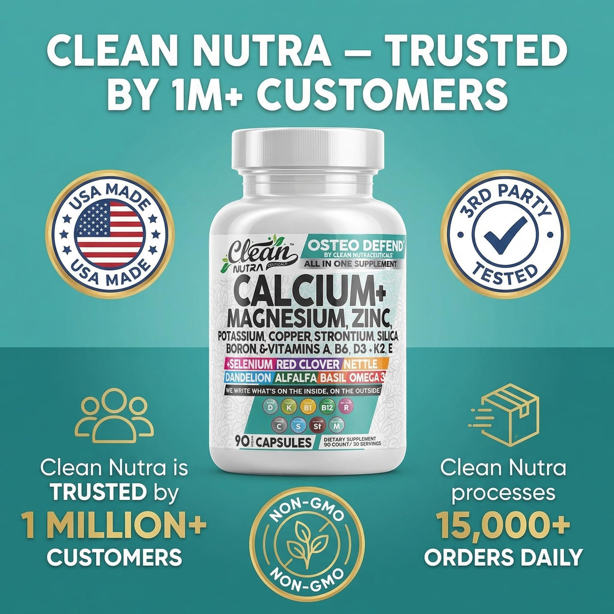 Clean Nutraceuticals Osteo Defend Calcium Magnesium Zinc - 90 Capsules - image 8