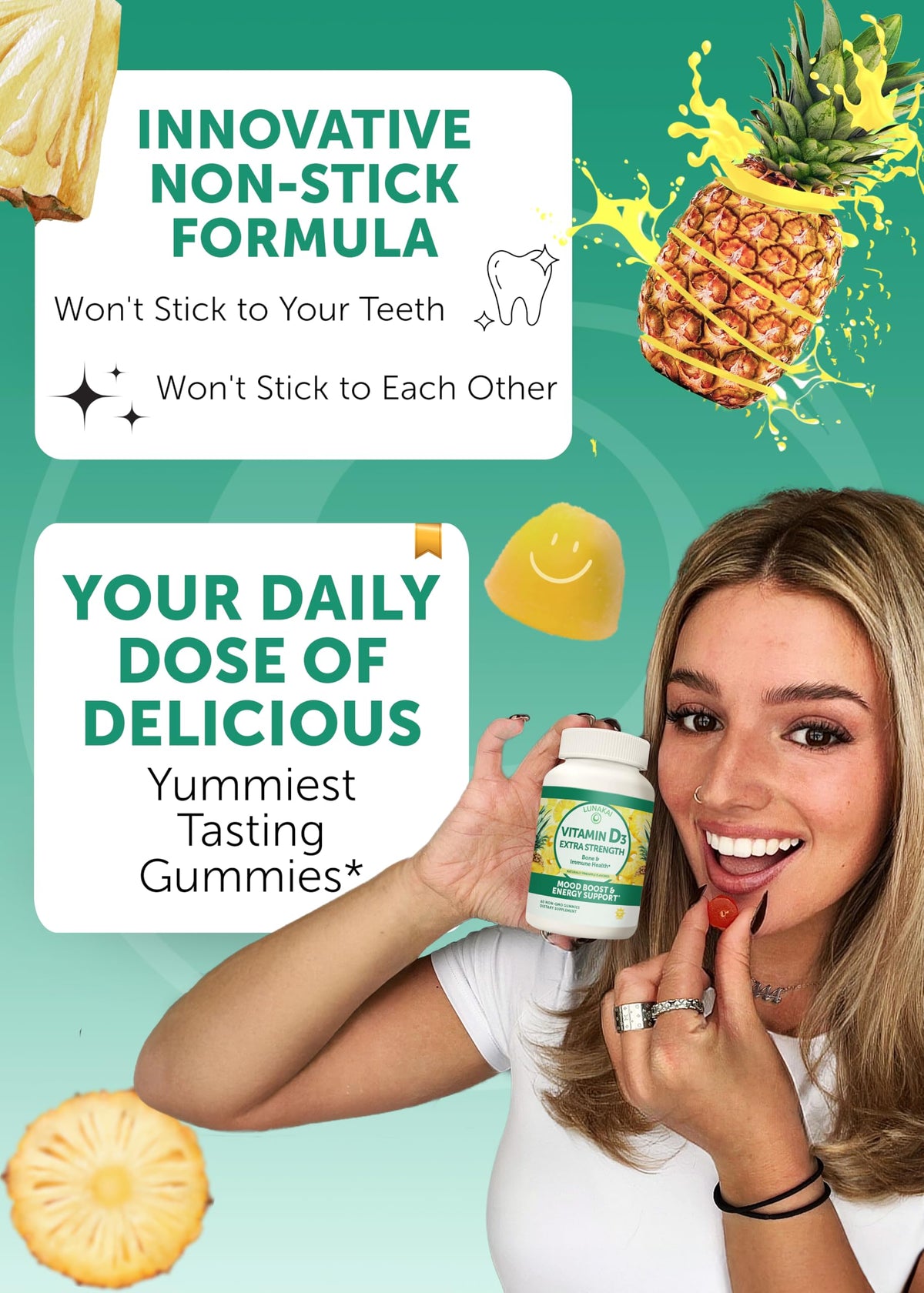 Lunakai Vitamin D3 2000 IU Gummies - 60 Count - image 3