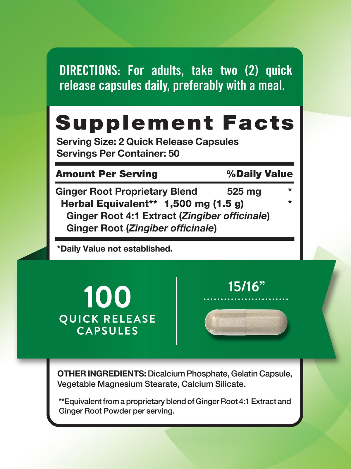 Nature's Truth Ginger Root Extract 1500 mg - 100 Capsules - image 2