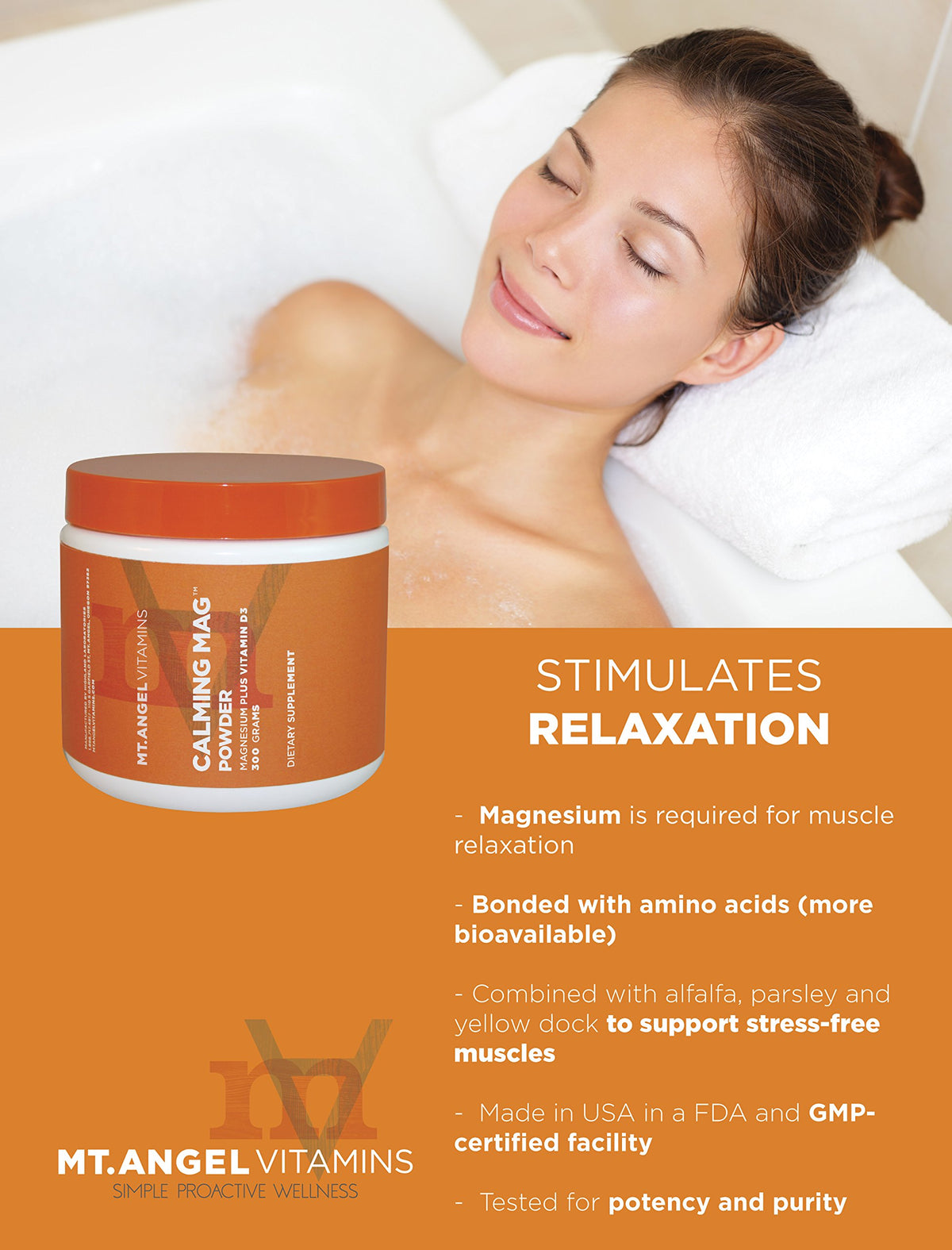Mt. Angel Vitamins Calming Mag Powder Magnesium Sleep Support - 300g - image 4