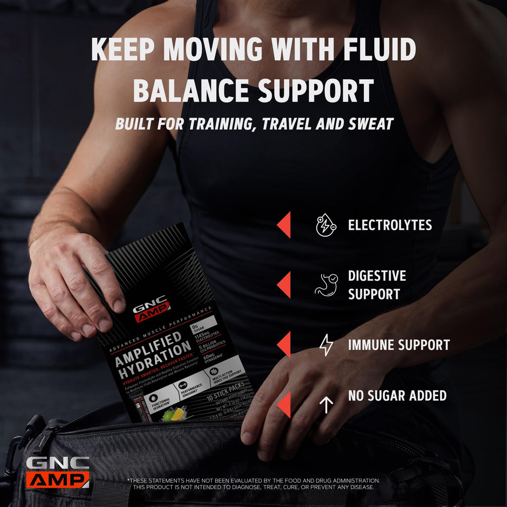 GNC AMP Amplified Hydration Lemon Lime - 10 Stick Packs - image 3