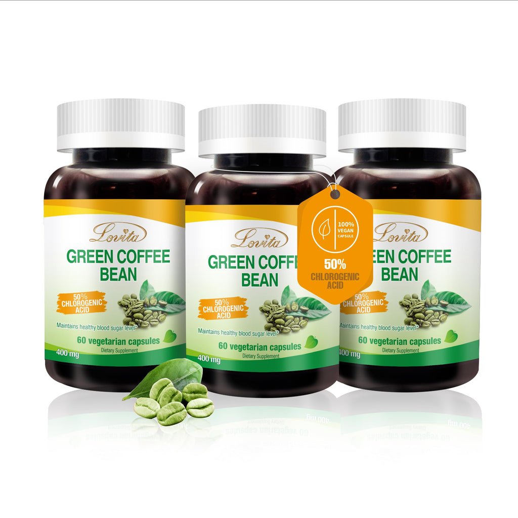 LOVITA Green Coffee Bean Extract 50% Chlorogenic Acid - 180 Vegan Capsules
