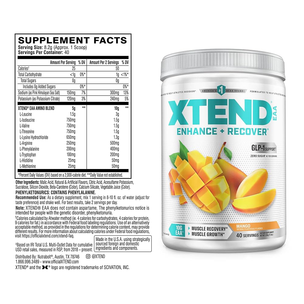 Scivation XTEND EAA Powder Muscle Recovery Lean Growth and Endurance