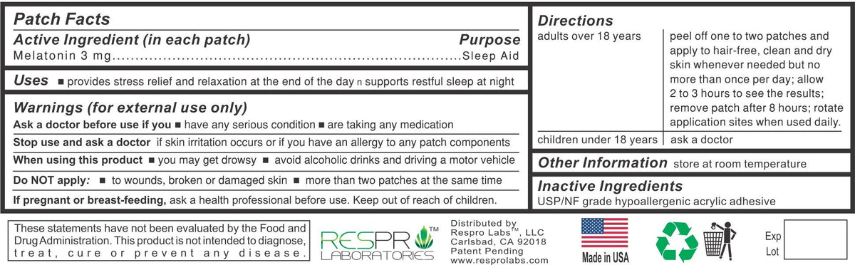 Respro Laboratories Melatonin Patch 3 mg Sleep Support - 24 Patches - image 2