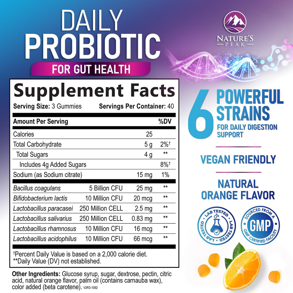 Nature's Peak Probiotic Gummies - 5 Billion CFU - Advanced Probiotics