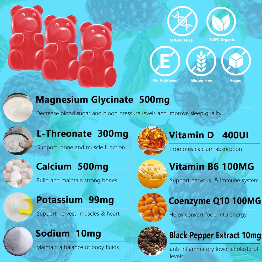 OrgEnthium Magnesium Glycinate Gummies 500mg - 60 Count - image 4