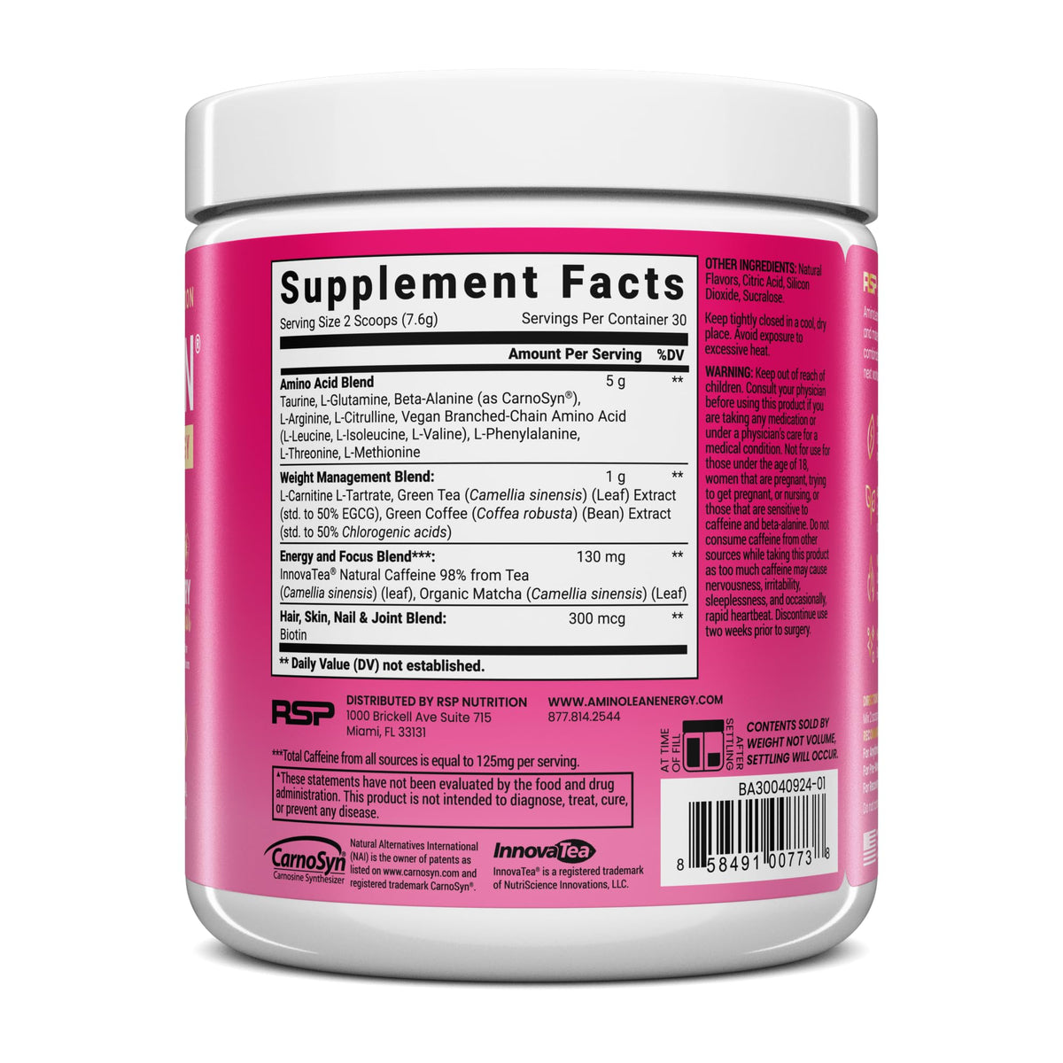 RSP Nutrition AminoLean Pre Workout Powder - 30 Servings - image 10