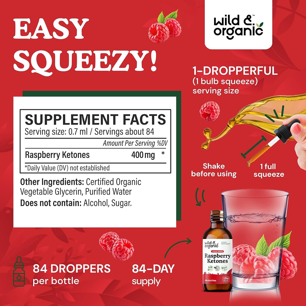 Wild & Organic Raspberry Ketones Extract Tincture - Liquid Raspberry