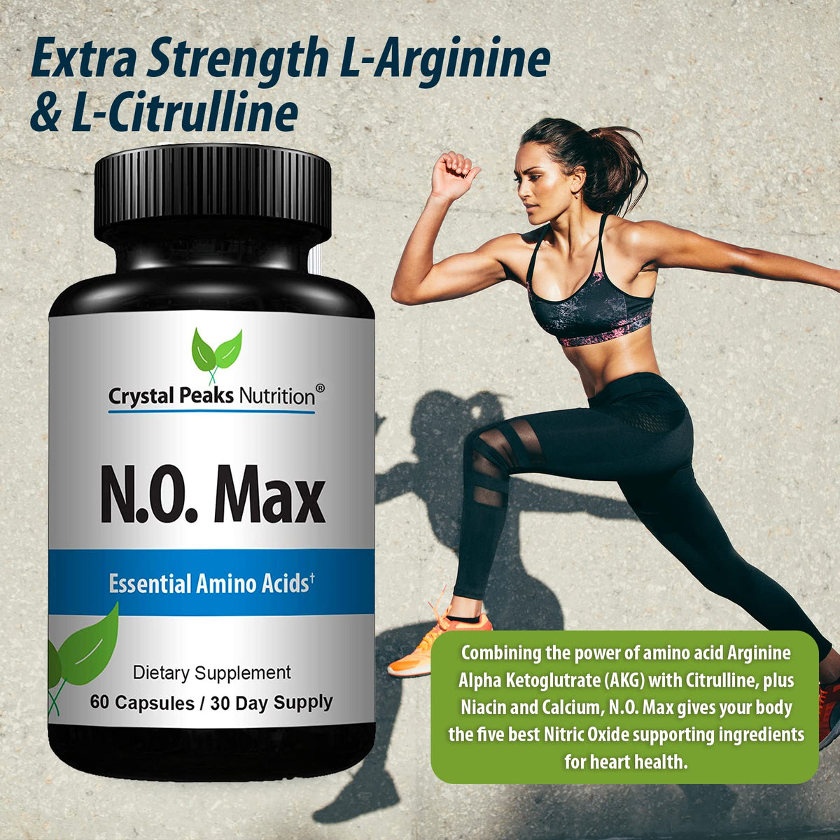 CRYSTAL PEAKS NUTRITION N.O. Max Nitric Oxide Supplement - 60 Capsules - image 2