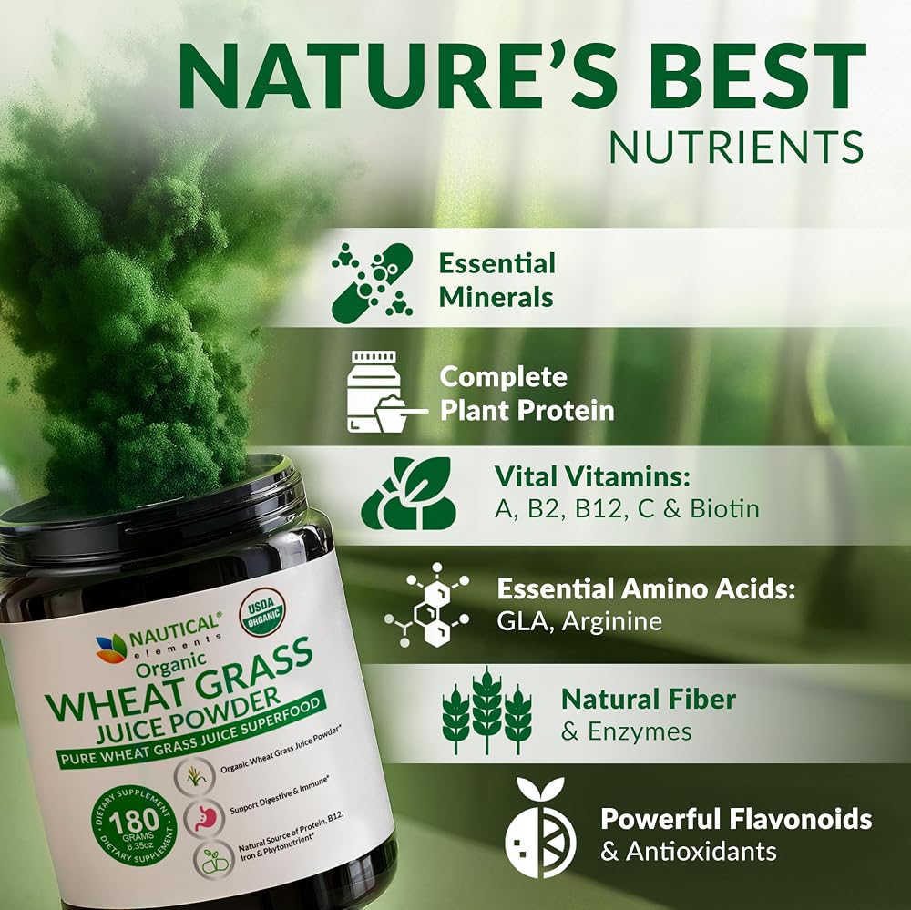 Nautical Elements Wheat Grass Juice Powder Organic - 72 Servings - image 4