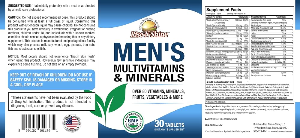 Rise-N-Shine Men's Multivitamin with Zinc & Minerals - 30 Tablets - image 3