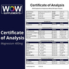 WOW Supplements Magnesium 400 mg Complex - 180 Capsules - image 8