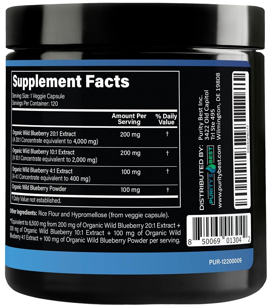 Purity's Best Wild Blueberry Extract Antioxidant - 120 Vegan Capsules - image 5