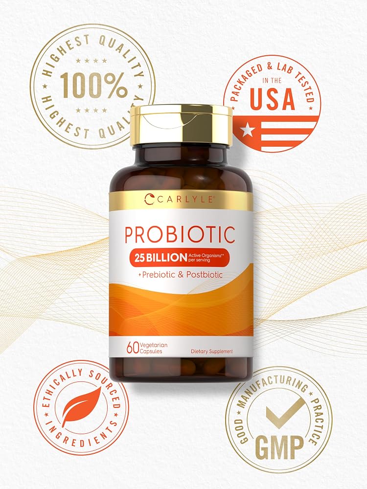 Carlyle Probiotic with Prebiotics & Postbiotics 25 Billion CFU - 60 Capsules - image 6
