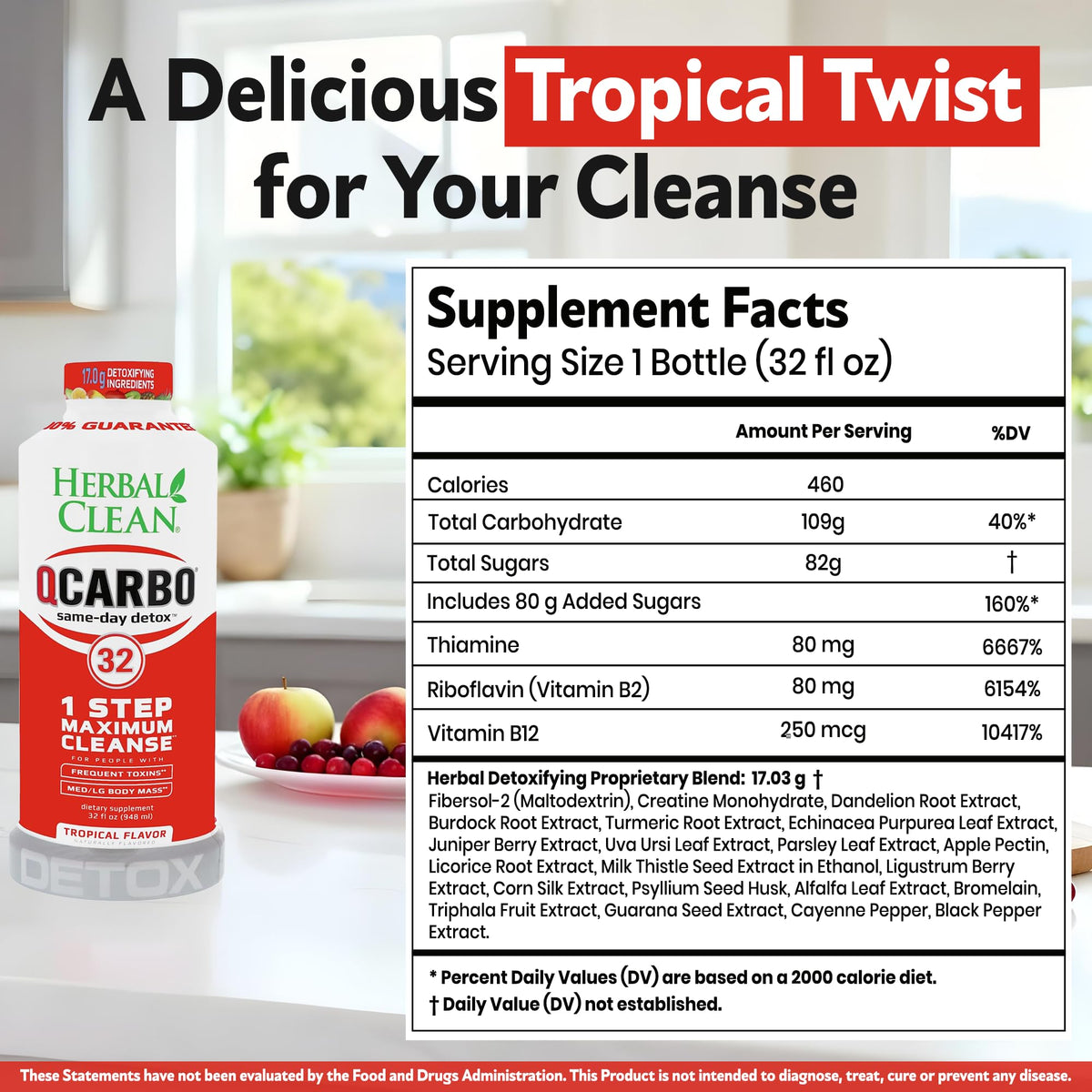 Herbal Clean Qcarbo32 Same-Day Detox Cleanse Drink (32 fl oz) - image 3