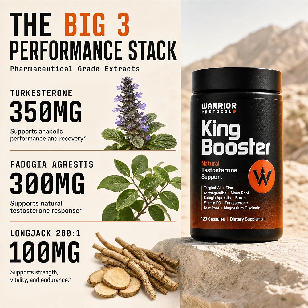 WARRIOR PROTOCOL King Booster Natural Testosterone Booster - 120 Capsules - image 3
