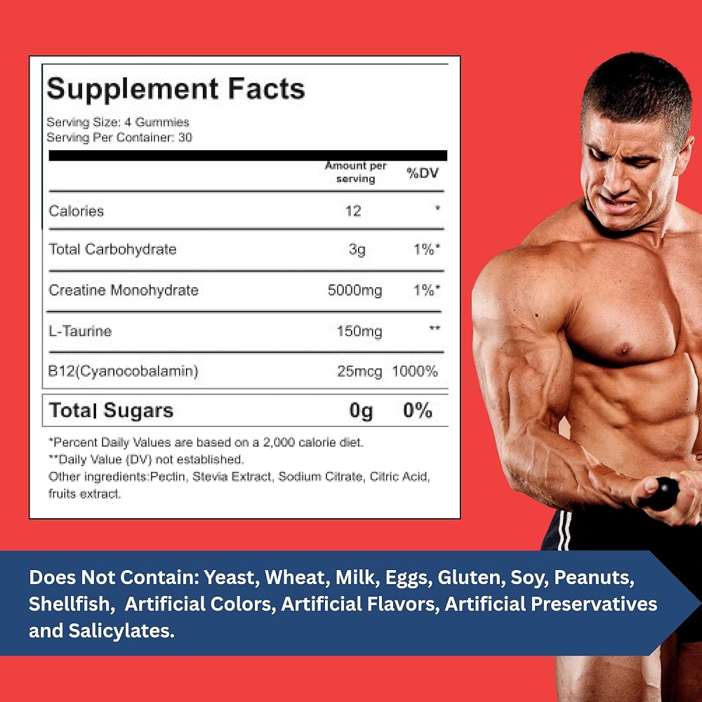 S.G Creatine Monohydrate Gummies for Muscle Support - 120 Gummies - image 2