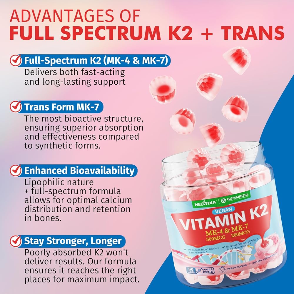 Nextdia Vitamin K2 Gummies for Adults Sugar Free