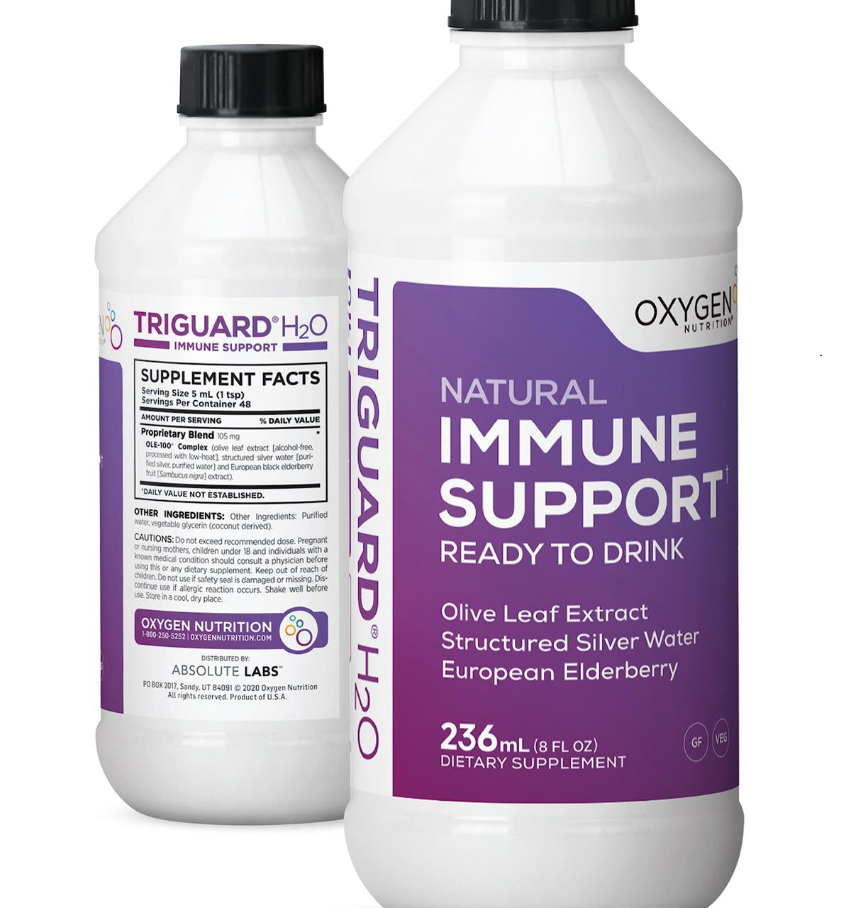 Oxygen Nutrition Triguard Plus Colloidal Silver Immune Support - 8 Fl Oz
