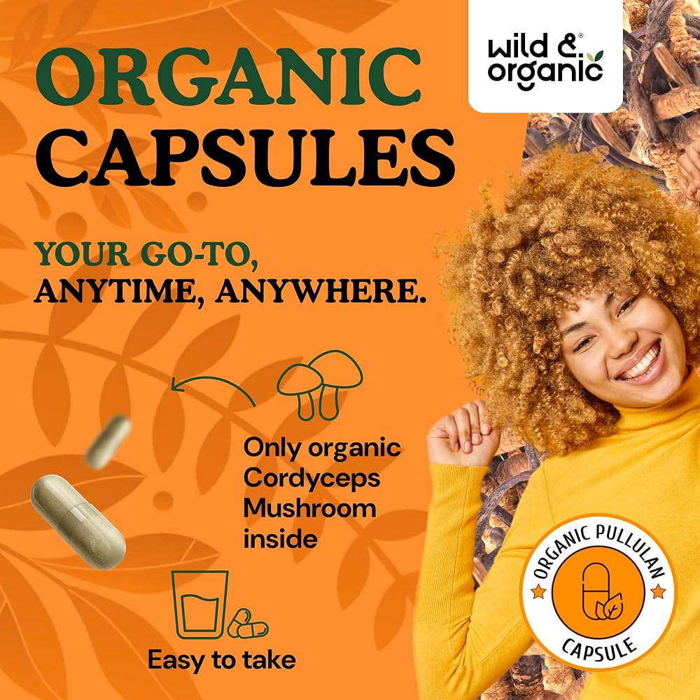 Wild & Organic Cordyceps Capsules 1200 mg Immune Support - 90 Count - image 4