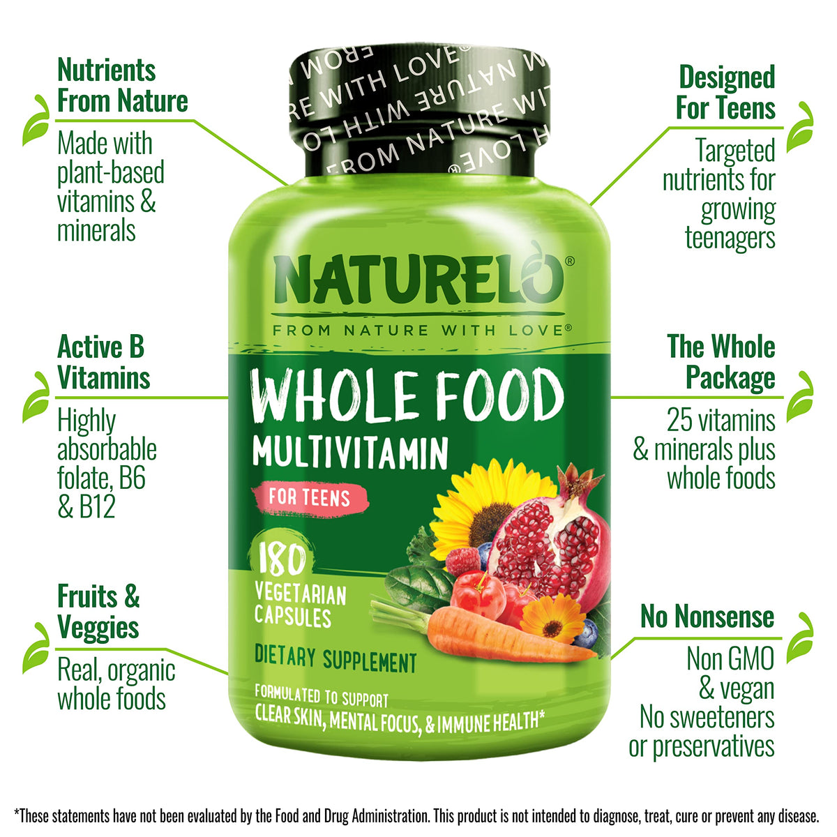 NATURELO Whole Food Multivitamin for Teens