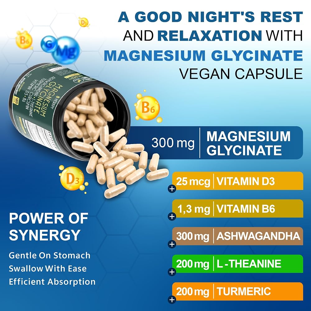 Herbpy Magnesium Glycinate Ashwagandha L-Theanine - 120 Capsules - image 2