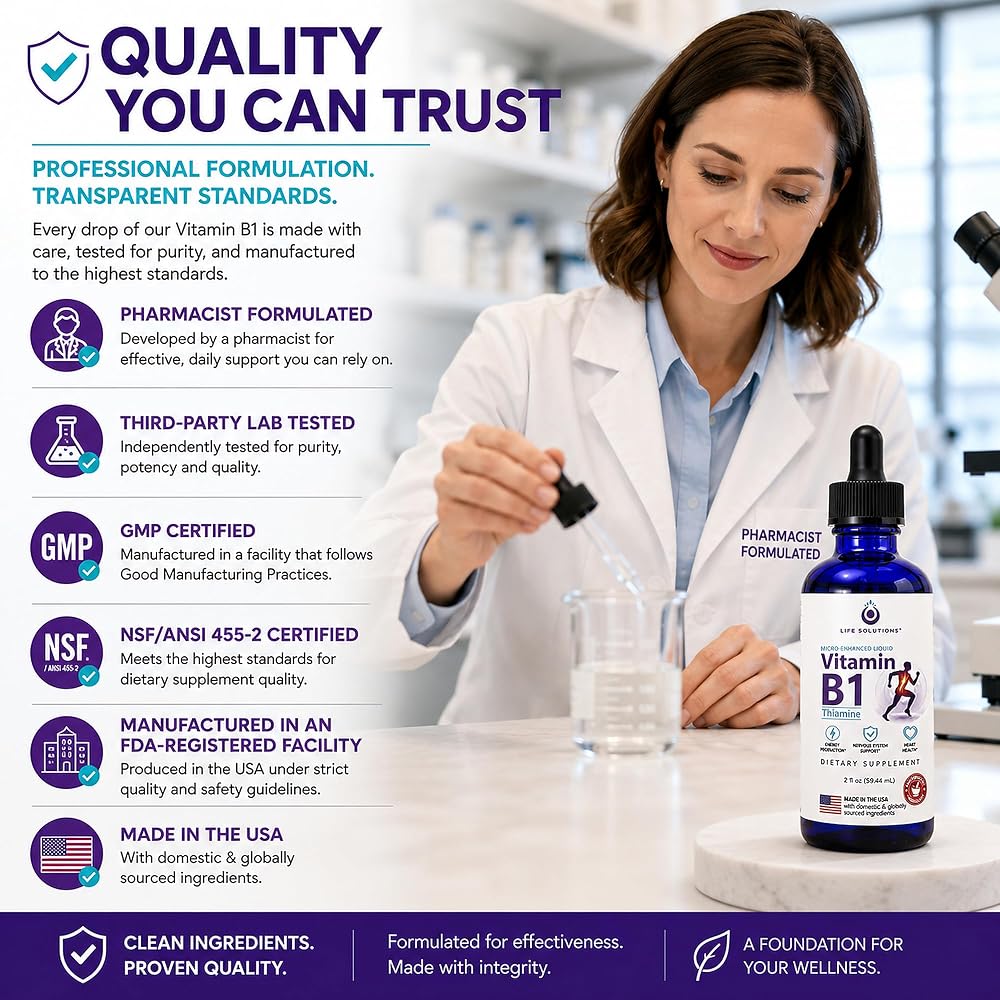 Life Solutions Vitamin B1 Thiamine HCl Liquid Drops - 2 oz - image 7
