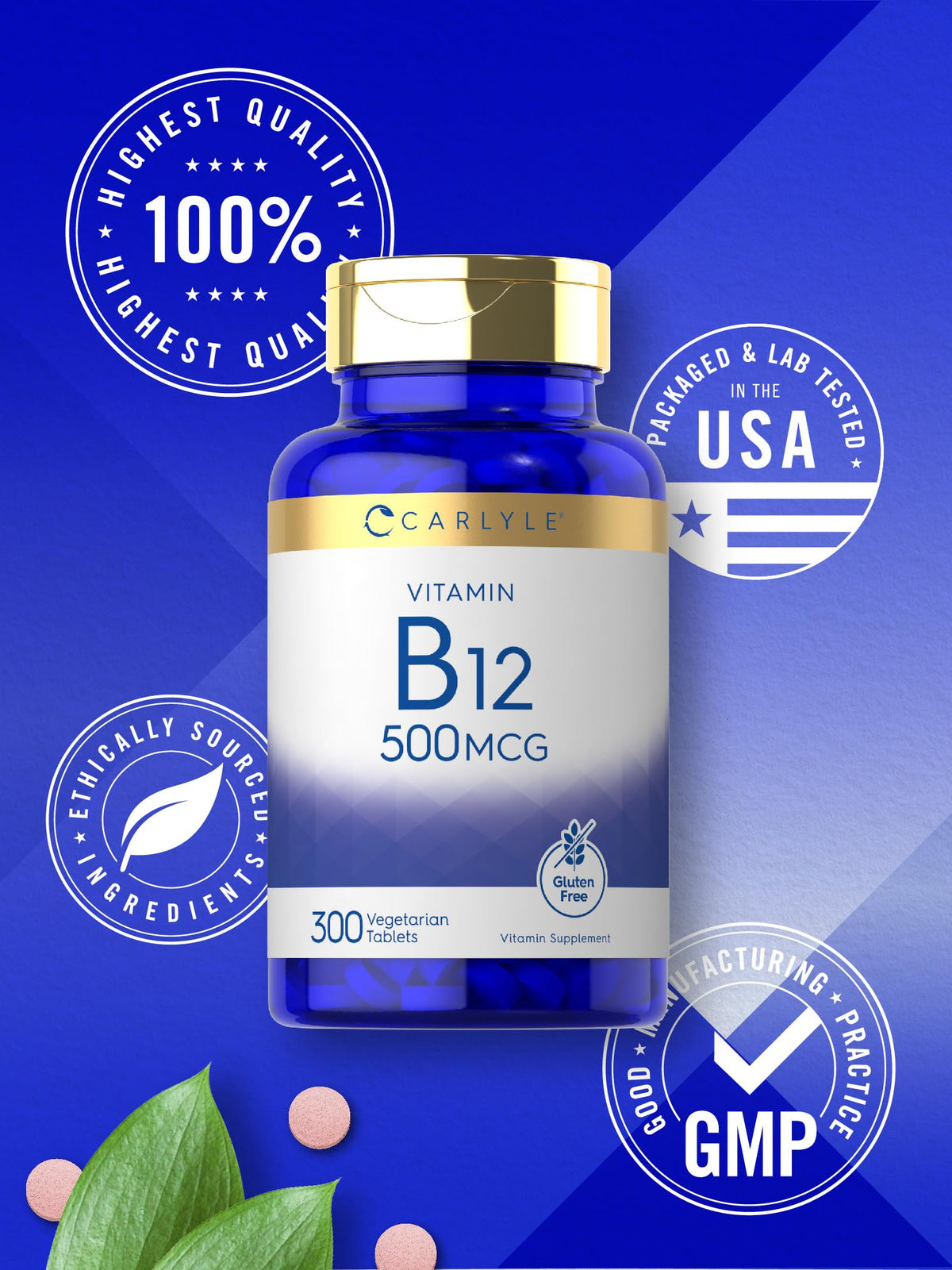 Carlyle Vitamin B-12 500mcg - 300 Tablets - image 5