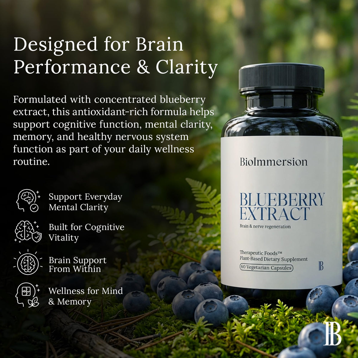 BioImmersion Blueberry 80:1 Extract 500mg Brain Support - 60 Capsules - image 5