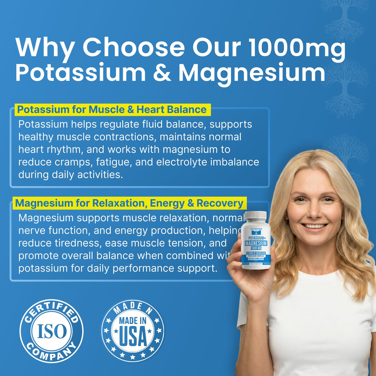 LifeStrength Potassium Magnesium Supplement 1000mg - 90 Capsules - image 3