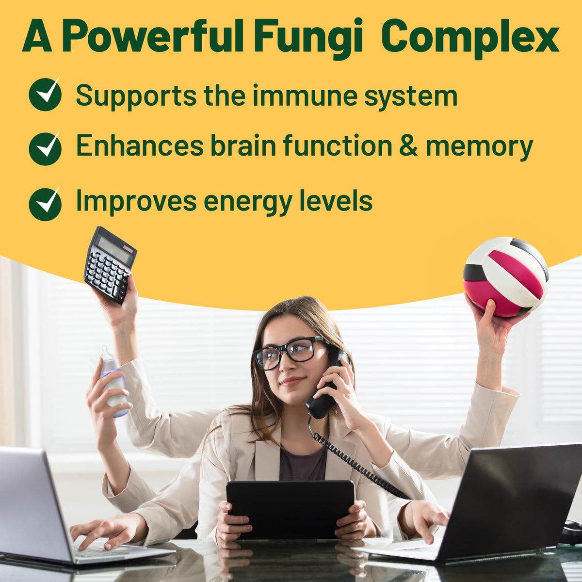 Vegan Vitality Multi Mushroom Supplement Complex - 120 Capsules - image 3