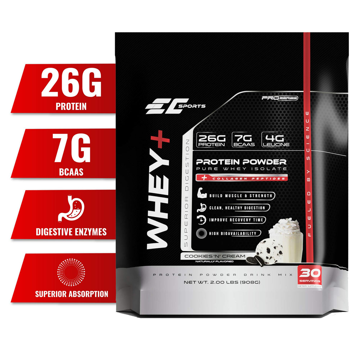 EC Sports Whey+ Protein Powder: Superior Absorption Whey Isolate