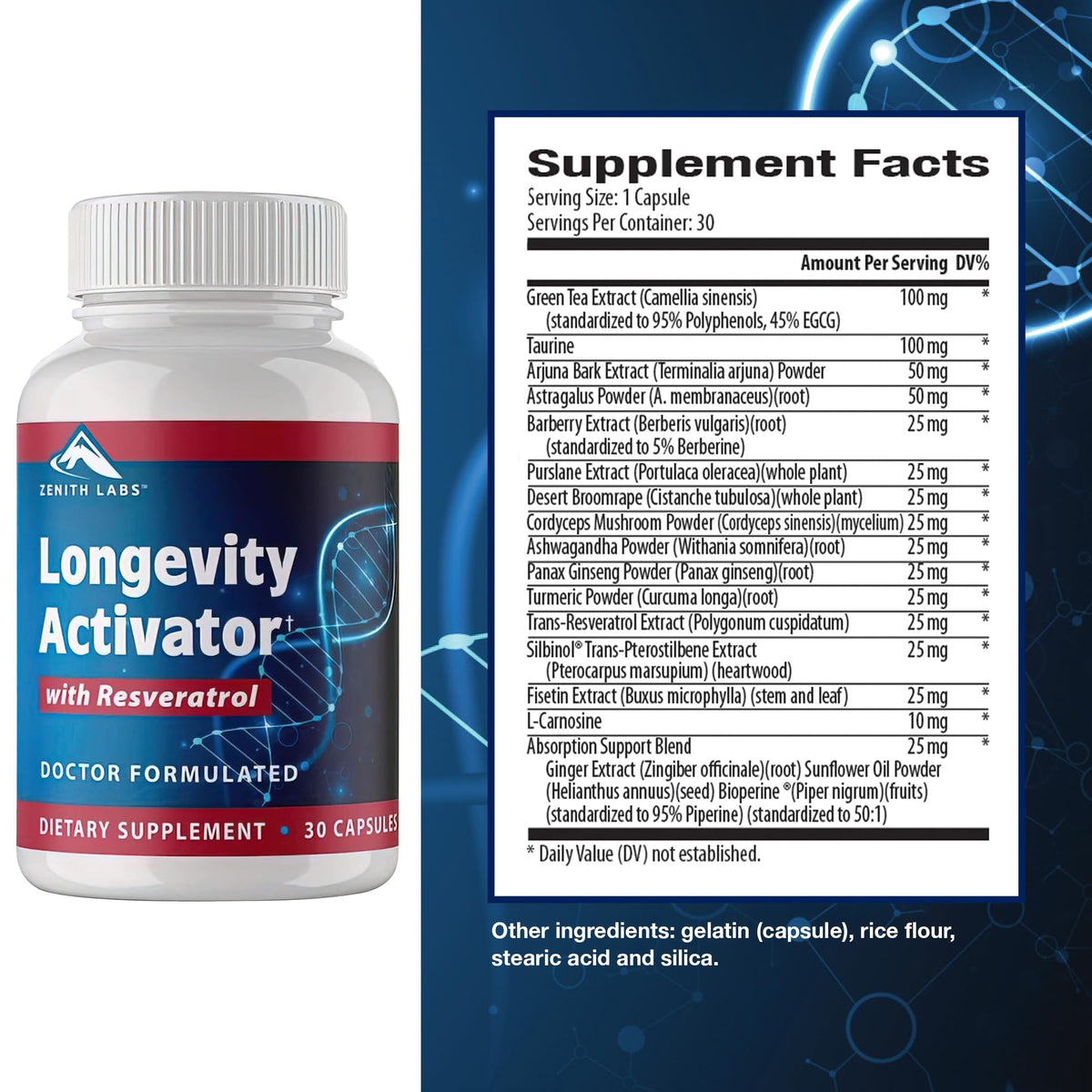 Zenith Labs Longevity Activator Anti-Aging Supplement Dietary