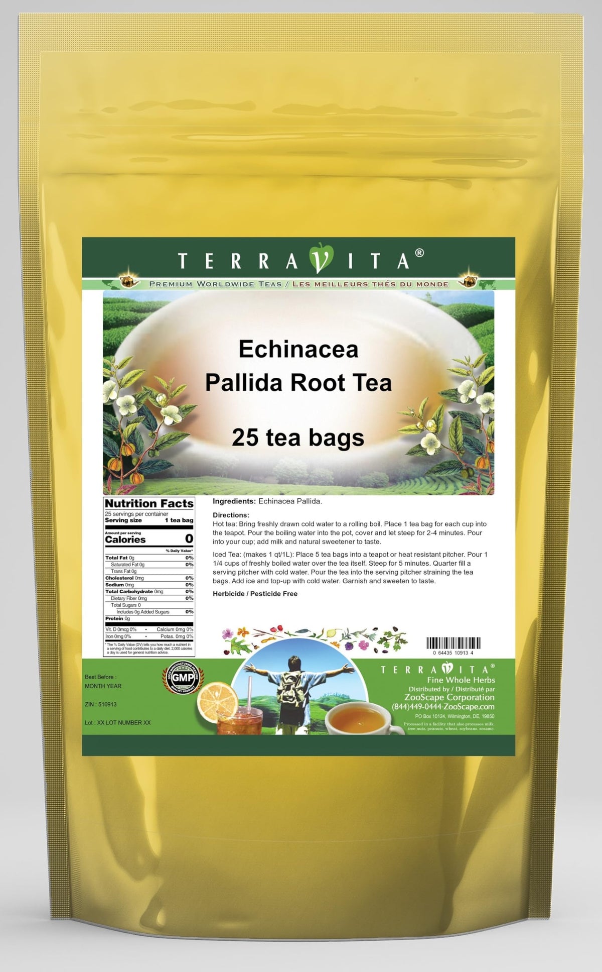 Terravita Echinacea Pallida Root Tea - 25 Tea Bags