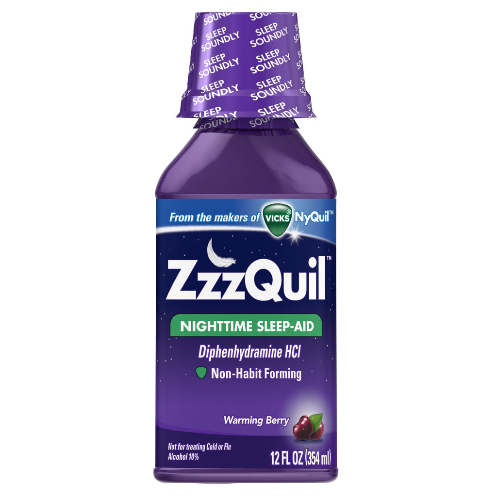 Vicks ZzzQuil Nighttime Sleep-Aid Liquid Warming Berry - 12 Fl Oz