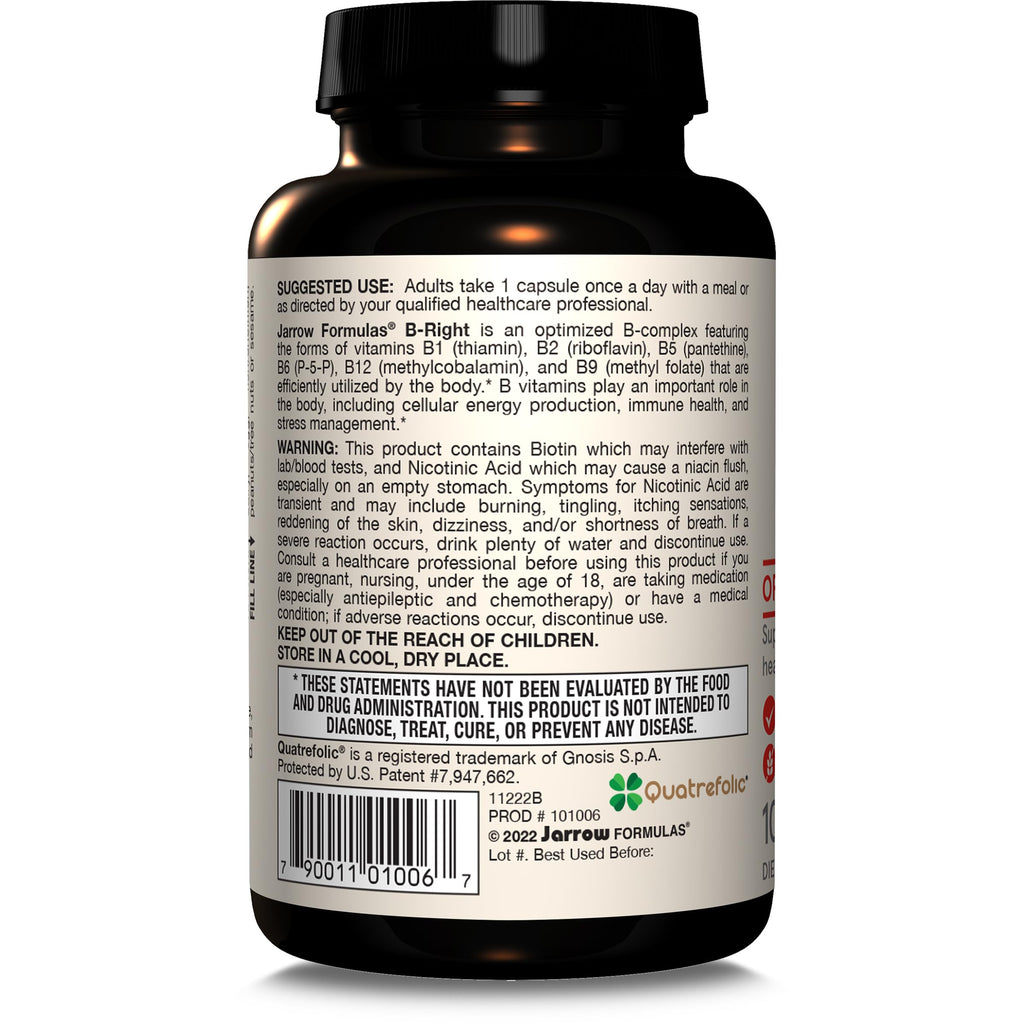 Jarrow Formulas B-Right Vitamin B Complex - 1200 Vegetarian Capsules - image 8