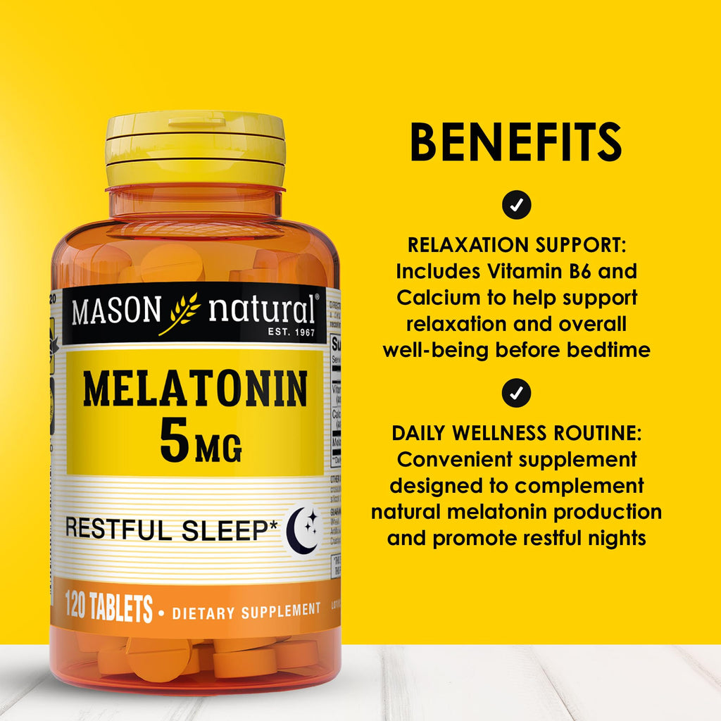 MASON NATURAL Melatonin with B6 and Calcium - Natural Sleep Aid