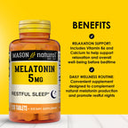 MASON NATURAL Melatonin with B6 and Calcium - Natural Sleep Aid