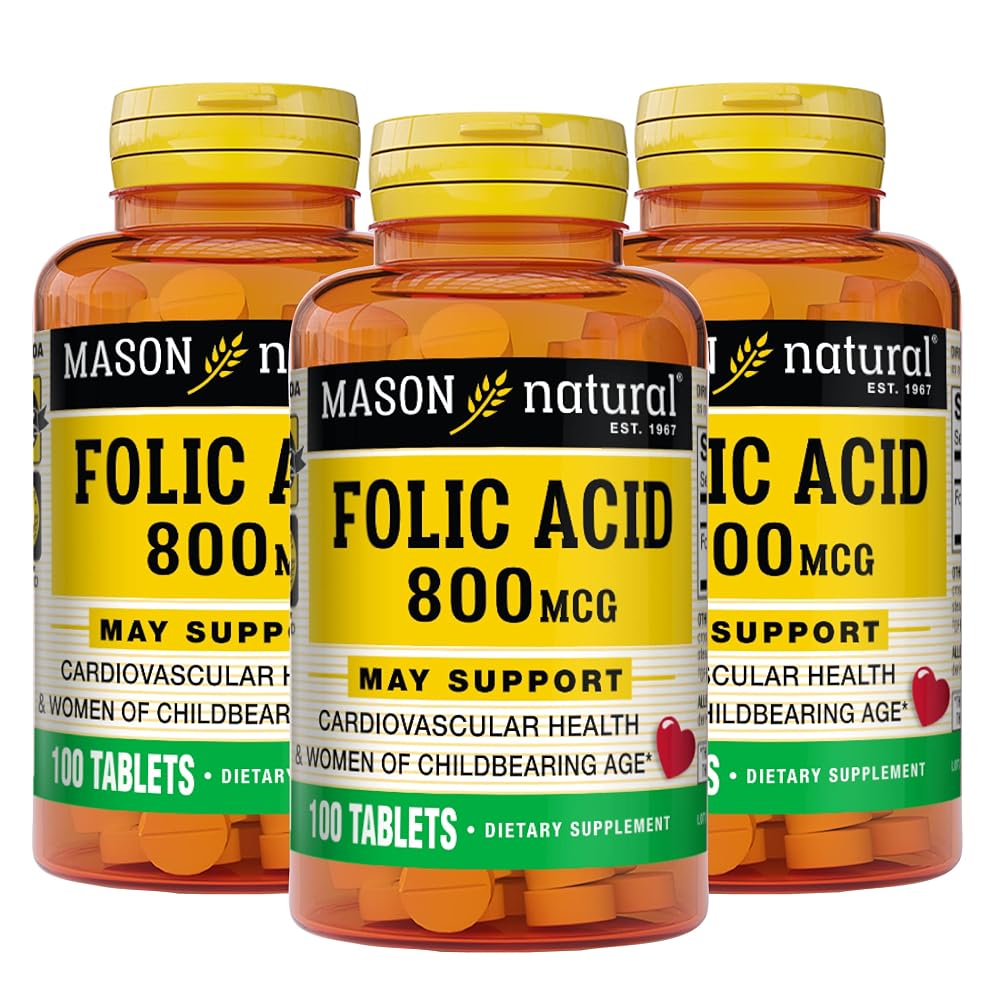 MASON NATURAL Folic Acid 800 mcg Prenatal Support - 300 Tablets